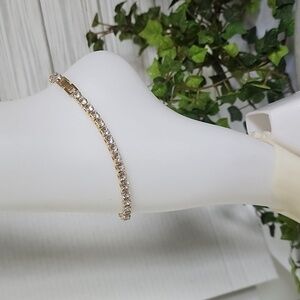 Gold Filled Clear Crystal Tennis Ankle Bracelet Anklet